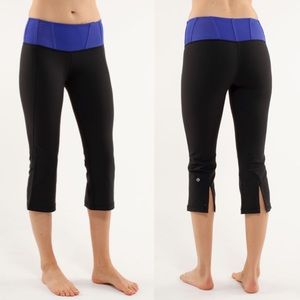 Lululemon Tadasana Slit Crop Black Pigment Blue Women